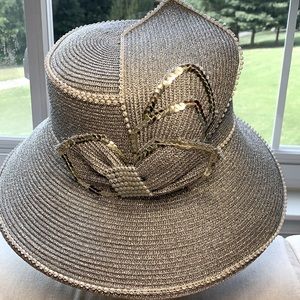 Regal Silver Dress Hat w/Sequins